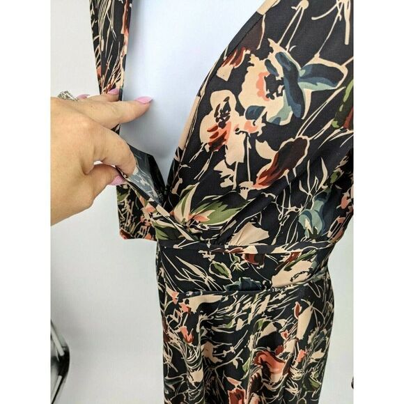 Leona Edmiston Faux Wrap Dress Floral V Neck Belted 3/4 sleeve Australia XS US - Picture 5 of 13